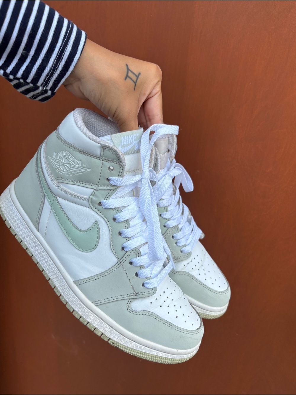 Nike Air Jordan 1 Mid Women’s Sneakers in Sage Green and White